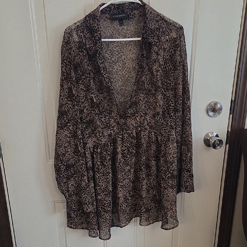 Lane Bryant Leopard Print Women's Mesh Top Size 22/24